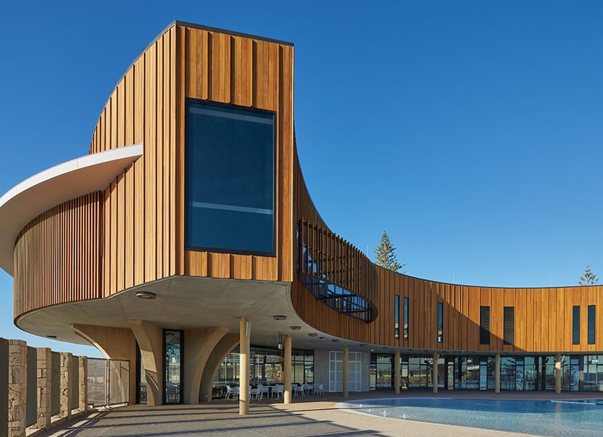 Trendplank Exterior Walls Timber Cladding used at Scarborough Beach Pool