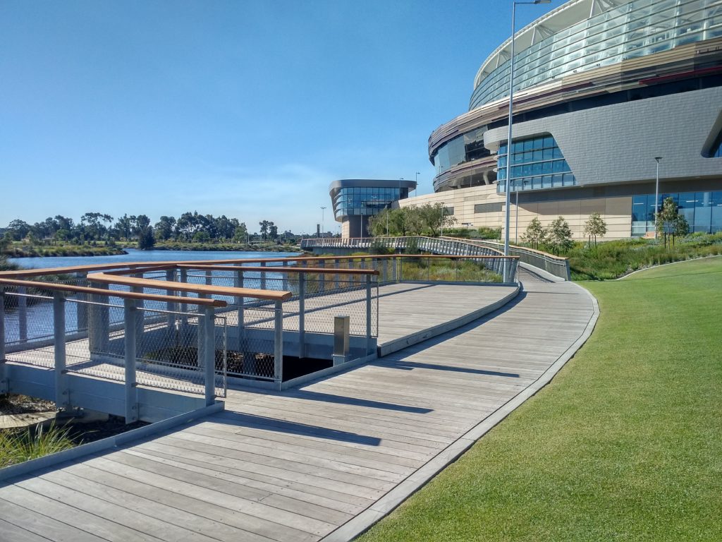 optus stadium boardwalk jarrah timber decking