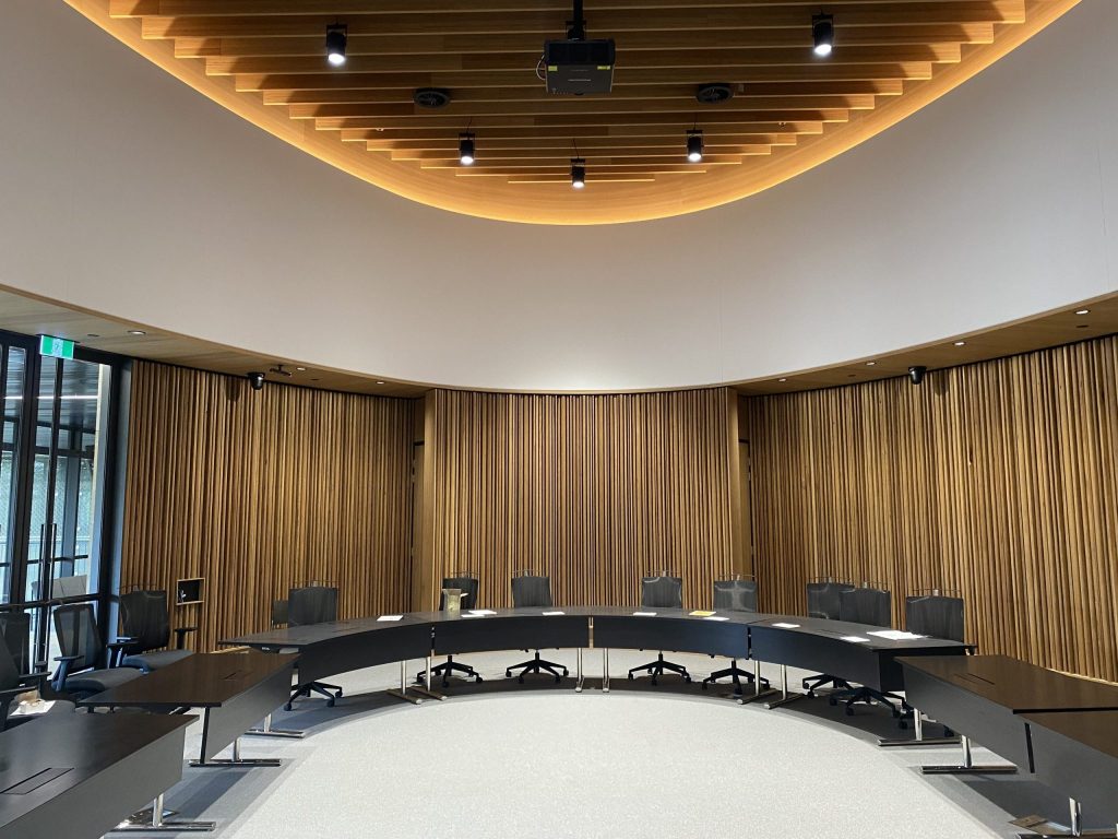 Tray ceilings in an office room_Mortlock Timber